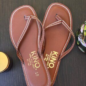 Kino's Key West - Leather Flip Flops - Brown